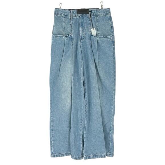 River Island Jeans Blue Tailored Wide Leg Pleated Denim - Picture 6 of 12